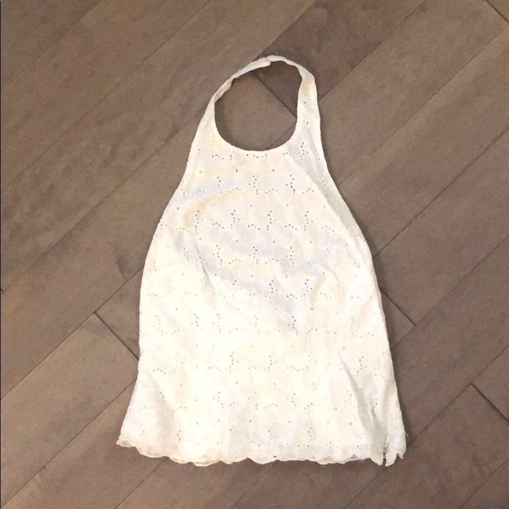 Anne Taylor petites small white eyelet halter top
